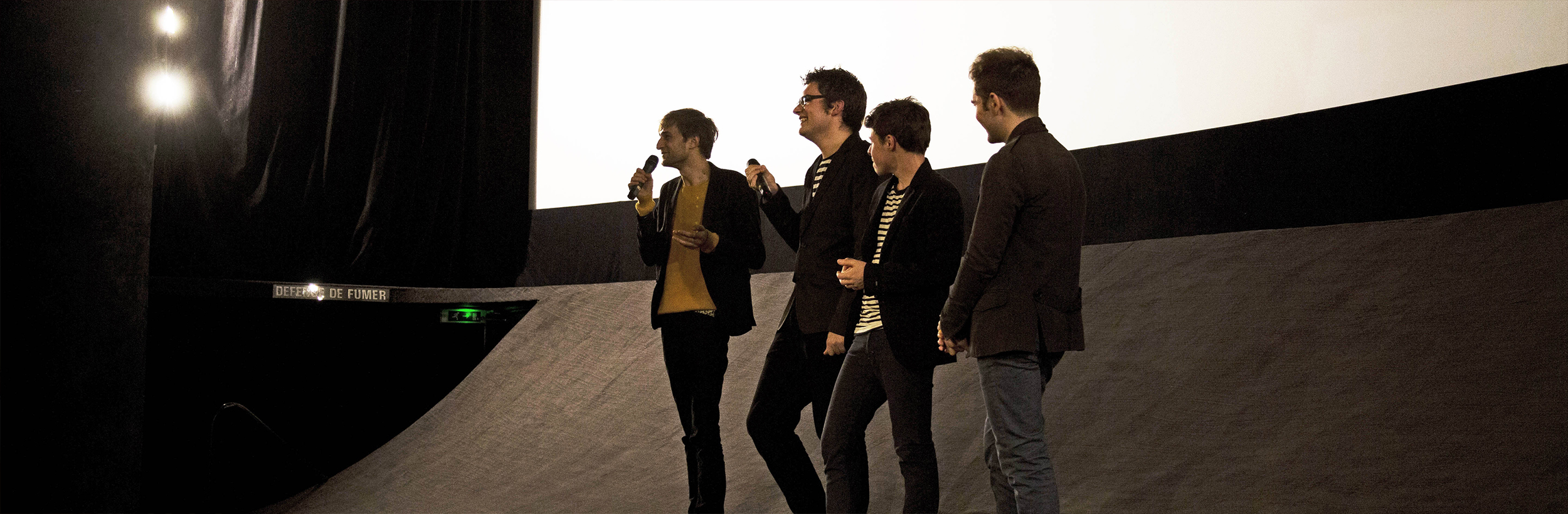 Kevin Desmidts, Adrien Rogé et Vincent Vitte sur la scène du Max Linder Panorama © Antonin Assié